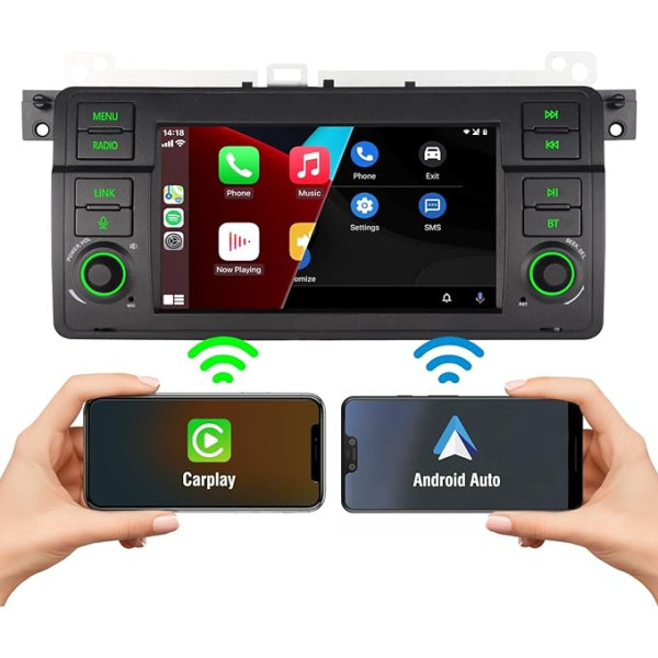 7 collu integrēts bezvadu Carplay un bezvadu Android auto ar RDS Double DIN 1080P Full HD Full Viewing Angle IPS ekrāns Linux autoradio BMW 3. sērijas E46 318 323 325 325 328 335 330 M3 automašīnai