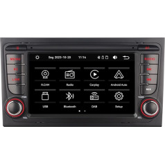 YZKONG Auto radio Audi A4 S4 RS4 2003-2012, saderīgs ar Wireless Carplay Android Car, 7 collu IPS skārienjūtīgā ekrāna auto radio uztvērējs AM/FM/Bluetooth/USB