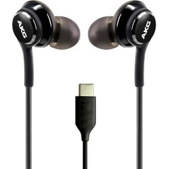 OEM UrbanX 2021 Stereo austiņas Samsung Galaxy S20 5G ar pītu kabeli - izstrādājis AKG - ar mikrofonu (melnas) USB-C savienotājs (ASV versija ar garantiju)