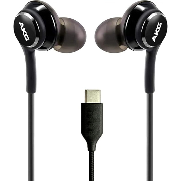 OEM UrbanX 2021 Stereo austiņas Samsung Galaxy S20 5G ar pītu kabeli - izstrādājis AKG - ar mikrofonu (melnas) USB-C savienotājs (ASV versija ar garantiju)