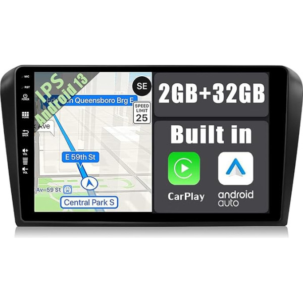 YUN TX Android 12 Auto radio priekš Mazda 3 (2004-2012)-2 DIN [Integrēts bezvadu CarPlay/Android Car/GPS]-9 collu IPS 2.5D skārienjūtīgais ekrāns ar kameru DAB/Radio stūres vadība/MirrorLink/Bluetooth