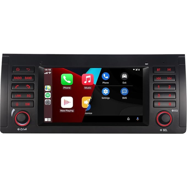 YZKONG Auto radioaparāts BMW E39 E53 5. sērijas X5 M5 ar bezvadu Carplay Android Car, skārienjūtīgais ekrāns, AM/FM radio, Bluetooth, USB savienojums