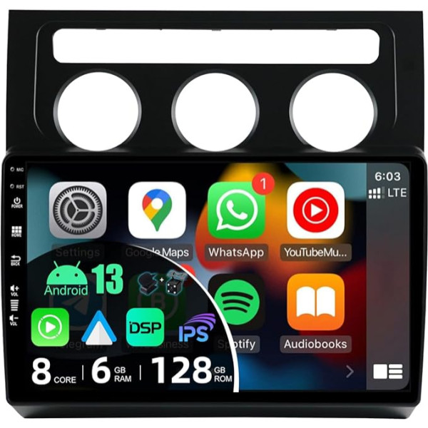 BXLIYER |6G+128G | 8-Core| Android 13 Autoradio für VW Touran (2003-2010) - Kabellos CarPlay/Android Auto/DSP - LED Kamera & MIC - IPS 10.1 Zoll 2 Din - DAB Lenkradsteuerung Fast-Boot 360-Camera WiFi