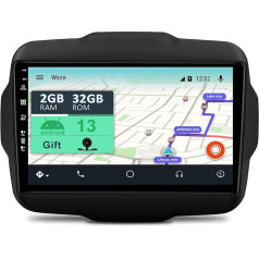 YUNTX [2GB + 32GB] Android 12 autoradio ar navigācijas sistēmu Jeep Renegade (2015-2018) 9 collu skārienjūtīgais ekrāns bez kameras DAB/GPS/Stūres rata vadība/MirrorLink/Bluetooth 5.0/WiFi/USB/4G/CarPlay