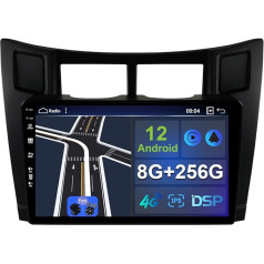 9 collu IPS Android 12 Auto Radio Stereo Toyota Yaris 2008-2011 GPS 2 Din-Free kamera + mikrofons DSP Carplay atbalsts DAB / stūres vadības stūres vadība / Wi-Fi / Bluetooth / Mirrorlink / RDS / USB (8G + 256G)