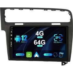 SXAUTO Android 12 IPS Autoradio für Golf 7 (2013-2018) - Eingebaut Carplay/Android Auto/DSP - LED Kamera + MIC - 4G+64G - DAB 360-CAM Lenkradsteuerung Fast-Boot WiFi AHD - 2 Din 10.1 Zoll - Grau