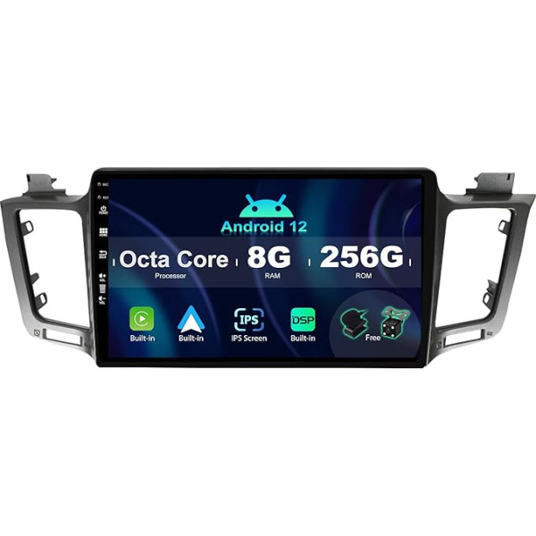 SXAUTO ¦ 8G + 256G ¦ Android 12 IPS auto radio Toyota RAV4 (2013-2018) - Iebūvēts Carplay/Android Car/DSP - LED kamera + MIC - DAB stūres vadības stūres vadība Fast Boot 360-CAM WiFi AHD - 2 DIN 10.1