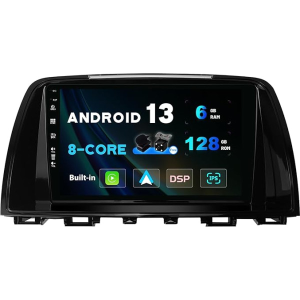 SXAUTO - 6G + 128G - Android 13 IPS auto radio priekš Mazda Atenza Mazda 6 (2012-2015) - Iebūvēts Carplay/Android Car - LED kamera + MIC - DAB stūres vadības stūres vadība Ātrā laivu 360-CAM WiFi - 2 DIN 9 collu