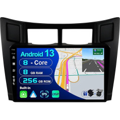 BXLIYER - [8G+256G, 8-core] - Android 12 IPS autoradio Toyota Yaris (2005-2011) - Bezvadu CarPlay/Android Car/DSP - LED kamera un mikrofons - 9 collu 2 DIN - DAB stūres vadības stūres rats Fast Boot 360-CAM