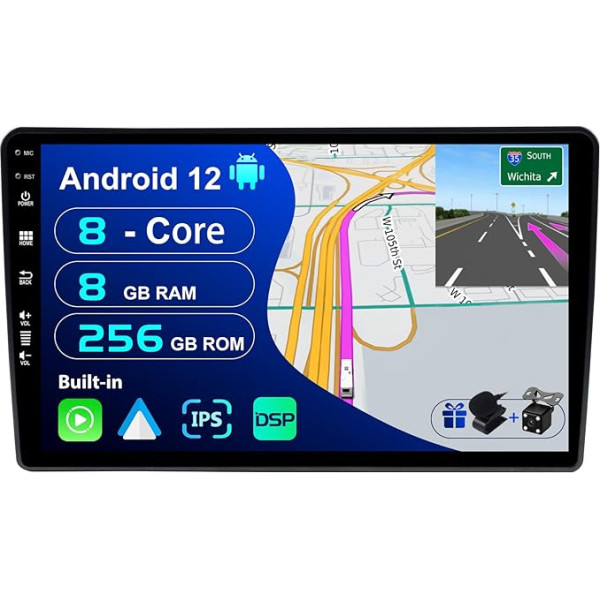 BXLIYER - [8G+256G, 8-core] - Android 12 IPS auto radio Renault Duster/Dacia Sandero/Lada Xray 2/Captur/Logan 2 - Wireless CarPlay/Android Car - kamera un mikrofons - 9 collu 2 DIN - DAB SWC Fast Boot