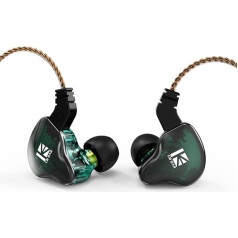 Yinyoo KBEAR KS2 In-Ear Monitor, Stereo Bass austiņas, HiFi austiņas austiņu austiņas ar trokšņu slāpēšanu, hibrīda 1BA 1DD austiņas ar noņemamu kabeli skriešanai, pastaigām, skatuvei (bez mikrofona, zaļas)