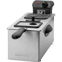 Clatronic Edelstahl-Fritteuse FR 3587, 3 litru ietilpība, 2000 Watt, regulējams termostats, wärmeisolierte Tragegriffe, leichte Reinigung, edelstahl/schwarz