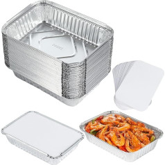 Dezzer 40 Pack Disposable Aluminum Foil Trays with Paper Lids, 8.3