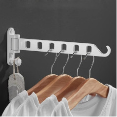 ZUIMENG Wall Clothes Rack, Foldable, 180° Rotating Clothes Hook, Clothes Rail, Wall Hook, Coat Hook, Clothes Fan for Balcony, Laundry Room, Bathroom (White, Pack of 1)