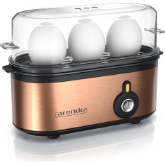 Arendo - Threecook Stainless Steel Egg Cooker - Egg Cooker - One Off Switch - Selectable Hardness - 210 W - 1-3 Eggs - GS - BPA Free