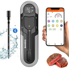 WADEO Meat Thermometer Wireless 150 m Bluetooth Grill Thermometer IP66 Meat Thermometer Roasting Thermometer for Oven Grill Smoker Rotisserie Airfryer