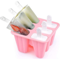 Ice Lolly Mould Atkārtoti lietojams silikona stienīšu veidne Ice Lolly Maker Viegli noņemams ledus pop veidne BPA bezmaksas un FDA apstiprināts sarkans iepakojums 6 gab.