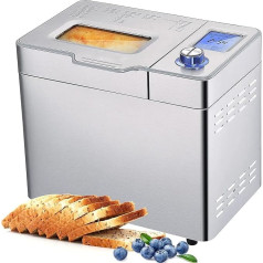 COOCHEER duonkepė, iki 900 g talpos, išmaniosios ir automatinės programos, 3 duonos dydžių, 550 W, 36 x 22 x 30 cm, sidabrinė