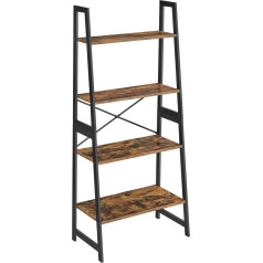 VASAGLE Bookcase, Ladder Shelf, 4 Tier Standing Shelf, Bamboo Frame, Easy Assembly, Living Room, Bedroom, Kitchen, Vintage Brown/Black BCB020B01V1