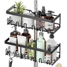 HouseUp dušas plaukts bez urbšanas 2 gabali dušas sliedes glabāšanas statīvs no nerūsējošā tērauda 18 mm-25 mm dušas sliedēm, melns vannas istabas organizators šampūna turētājs dušai