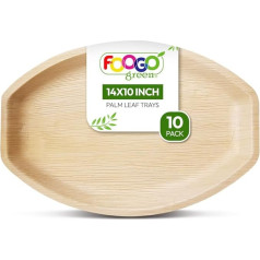 FOOGO Green 10 vienreizlietojamie palmu lapu servēšanas paplātes, lielas ovālas 14 