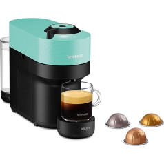 Nespresso Krups XN9204 Vertuo Pop kafijas kapsulu automāts | 560 ml tilpums | Automātiska kapsulu noteikšana | Viena pieskāriena sistēma | 4 kafijas tasīšu izmēri | Saīsināts sildīšanas laiks | Ilgtspējīgs | Aqua Mint, Mint