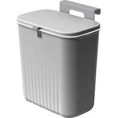 Hanging Bin with Lid, 9 L Compost Bin for Kitchen with Hook, Organic Waste Bin, Kitchen for Office, Bathroom, Motorhome (Grey)