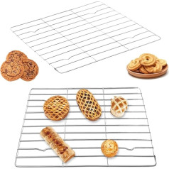 YzmrBdqc Cooling Rack Set of 2, Stainless Steel Cooling Rack, Oven Cooling Rack, Baking Rack, Rectangular Cake Rack, Cooling Rack for Roasting, Grilling, Cooling, Dishwasher Safe (23 x 16.5 x 1 cm)