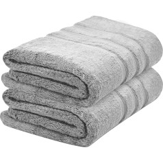 Towelogy® Premium vannas dvieļi, 100% ēģiptiešu kokvilnas, bez vijuma, īpaši mīksti un ļoti labi uzsūcoši vannas istabas dvieļi, izturīgi pret plīsumiem, Oeko-Tex sertificēti un videi draudzīgi (sudrabaini pelēki, 2)