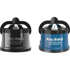 AnySharp Pro Knife Sharpener (Metal) with Suction Cup & Knife Sharpener - Blue