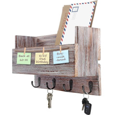 Halcent Wall Magazine Holder / Letter Rack / Newspaper Rack / Key Rack / Wooden Newspaper Holder / Wall Organiser / Key Hook for Keys, Letters & Brochures