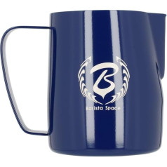 Barista Space pulēta sudraba piena krūze optimal für Latte Art mit präziser Ausgusstülle, leicht und handlich, lietojama Weltmeistern - silverBlue - 600ml