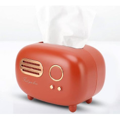 Dpofirs Retro Radio Tissue Box Holder, Cosmetic Tissue Box Cover Holder, Fashionable Cute Radio Shaped Versatile Cosmetic Tissue Box Cover for Bathroom, Gift (Red)