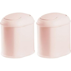 mDesign Practical Bin with Lid - Stylish Bathroom Bin Made of Sturdy Plastic - Compact Swing Lid Bin for Bathroom, Office and Kitchen - Set of 2 - Light Pink