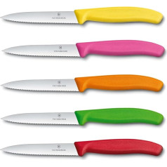 Victorinox 5 gabalu dārzeņu nažu komplekts Swiss Classic Multicolour - 10 cm ar zobaino asmeni - Tomātu nazis