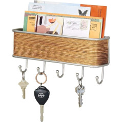 mDesign Key Holder with Tray - Versatile Key Holder with Letter Tray for Post or Mobile Phones