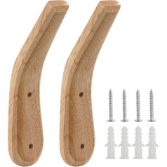 Eurobuy 2pcs Natural Wood Wall Mounted Coat Hook Natural Beech Wood Coat Hook Hook Towel Organizer for Entrance Kitchen