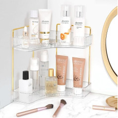 Winter Shore Durchsichtiges Eckregal Bad mit 2 Ebenen - Eckregal Badezimmer Skincare Organizer für Haut- & Haarprodukte, Make-up - Eckregal Stehend aus Durchsichtigem Kunststoff für Kommode