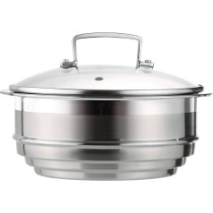 Le Creuset Multi-Dämpfeinsatz aus Edelstahl, Für Töpfe mit Ø 16/18/20 cm, Mit Glasdeckel, Silber, 96201900001000