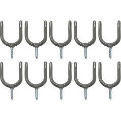 fiXte Tool Storage Hooks Organizer Shed Garage Wall Mounted Plastic Coated Grey 100mm (Pack of 10)