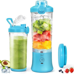 Blenderis Smoothie Maker, 600 ml pārnēsājams mikseris kokteiļiem un smūtijiem, ar 6 īpaši asiem asmeņiem, spēcīga griešanas veiktspēja, 4000 mAh pārnēsājams blenderis, 25 tases sulas spiešanai ceļojumiem, fitnesam