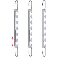 Sindax teleskopiskie apģērbu pakaramie kosmosa taupīšanas 6 līdz 9 caurumiem metāla pakaramais ļoti spēcīgs neslīdošs smags apģērbu iekārtošanas organizators kosmosa taupīšanas vertikāls / horizontāls 3 gab.