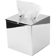 HSTYAIG Tissue Box Edelstahl, Kosmetiktücher-Box Silber für Badezimmer, Wohnzimmer, Badezimmer, Hotel, Restaurant