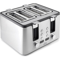 Lacor 69444 Умный тостер, 4 слота, 6 уровней тостов, решетка для приготовления, поддон для сбора, 3 функции, светодиодный дисплей, без бисфенола, 1750 