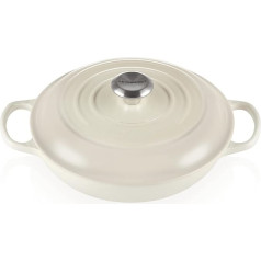 Le Creuset Signature čuguna apaļais profesionālais trauks, 26 cm diametrs, 2,2 l, piemērots visiem plīts veidiem, ieskaitot indukcijas, 4,205 kg, Meringue, 21180267164430