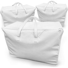 Eco Home Store lieli uzglabāšanas maisiņi 3 baltu veļas maisiņu komplekts apakšgultas uzglabāšanas maisiņi apģērbu veļas maisiņi ar rāvējslēdzējiem salokāmi mājas organizatori apģērbu uzglabāšanas maisiņi