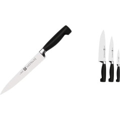 Zwilling 31070-201 Four Star gaļas nazis, nerūsējošais speciālais tērauds, 200 mm, melns & nažu komplekts, 3 gabali naži, gaļas nazis, virtuves nazis, Four Stars