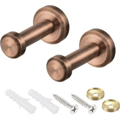 sourcing map 2 x Bathroom Robe Towel Hooks Wall Mounted Brushed Copper