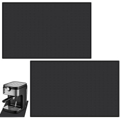 BAIFULAI 2 Stück Kaffeematte, Kaffeemaschine Abtropfmatte 48 x 30cm, Unterlage Kaffeemaschine, Silikonmatte Kaffeemaschine mit Rand, Unterlage Kaffeevollautomat, Kaffeemaschine Unterlage, Schwarz