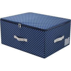 Amonsen Washable Stackable Storage Box with Lid, Collapsible Garment Storage Containers, Navy Blue, 54 x 42 x 26 cm